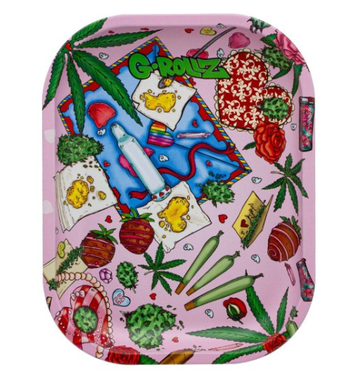 Plateau roulage métal G-Rollz Amsterdam Picnic Valentines 14x18cm — design collector romantique psychédélique