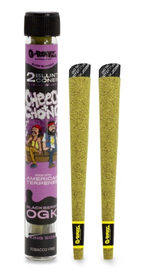 Blunt Cones CBD G-Rollz Blackberry OGK x2 — terpènes américains mûre sauvage et OG Kush gassy terreux