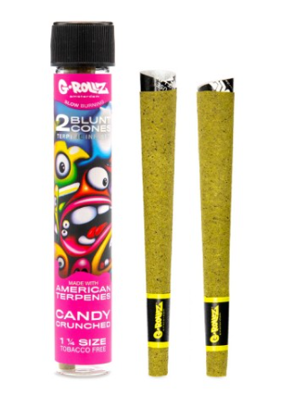 Blunt Cones CBD G-Rollz Candy Crunched x2 — terpènes américains bonbons fruités sucrés acidulés sans tabac