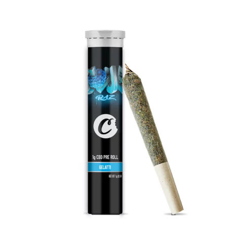 Pre-Roll CBD Cookies Blue Raz x Gelatti 1g - arôme framboise bleue acidulée et crème glacée Gelatti