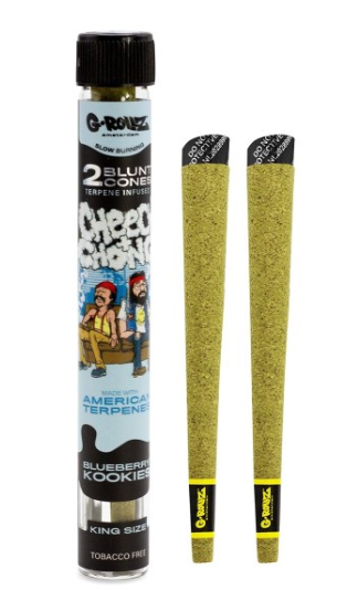 Blunt Cones CBD G-Rollz Blueberry Kookies x2 — terpènes américains myrtille sauvage et cookie beurré