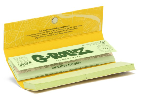 Feuilles CBD G-Rollz Jungle Green Papers King Size Slim x50 + tips — chanvre bio non blanchi, design street art